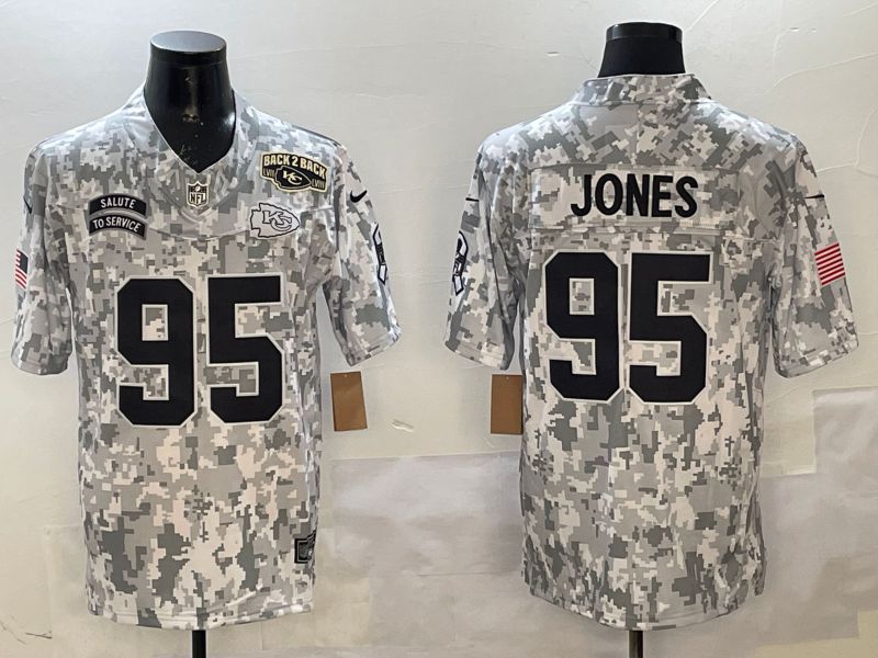 Men Kansas City Chiefs #95 Jones Camo 2025 Nike Salute to Service Limited NFL Jersey style 5